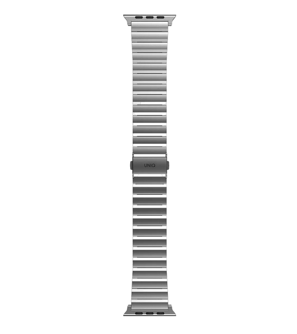 Apple Watch 49/45/44/42MM kumush uchun UNIQ Strova sozlanishi po'lat tasma