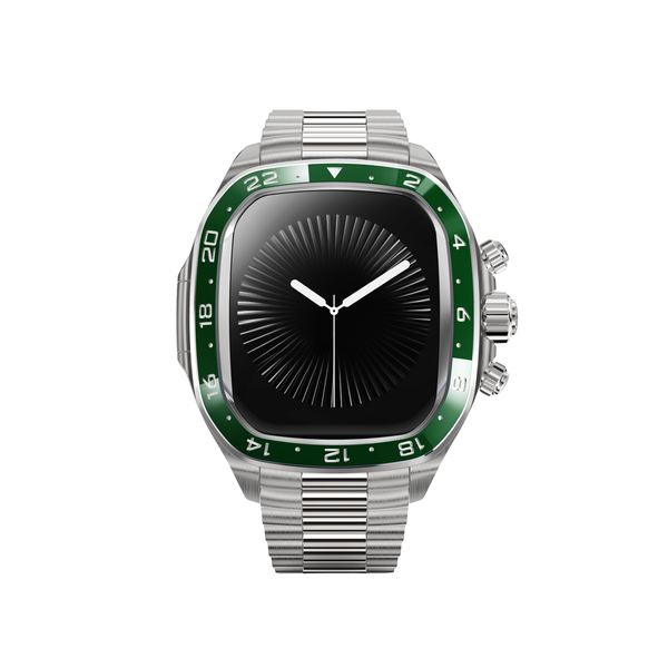 Apple Watch Case 46 MM учун Golden Concept корпуси – CROWN CLASSIC SPORT GREEN CERAMIC BEZEL
