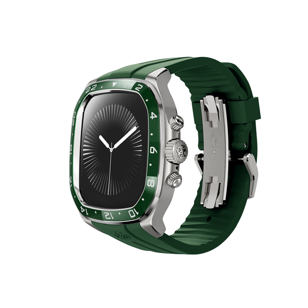 Корпус Golden Concept для Apple Watch Case 46 MM - CROWN CLASSIC SPORT GREEN RUBBER CERAMIC BEZEL