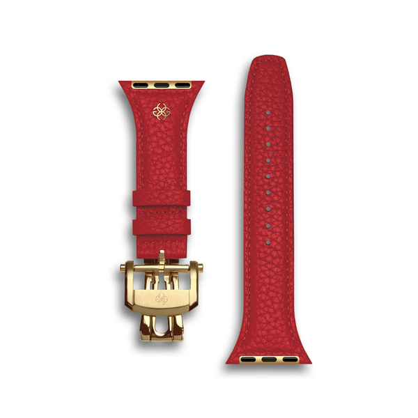 Ремешок красного - Cherry, цвета из Итальянской натуральной кожы Golden Concept для Apple Watch 40, 41, 42 MM